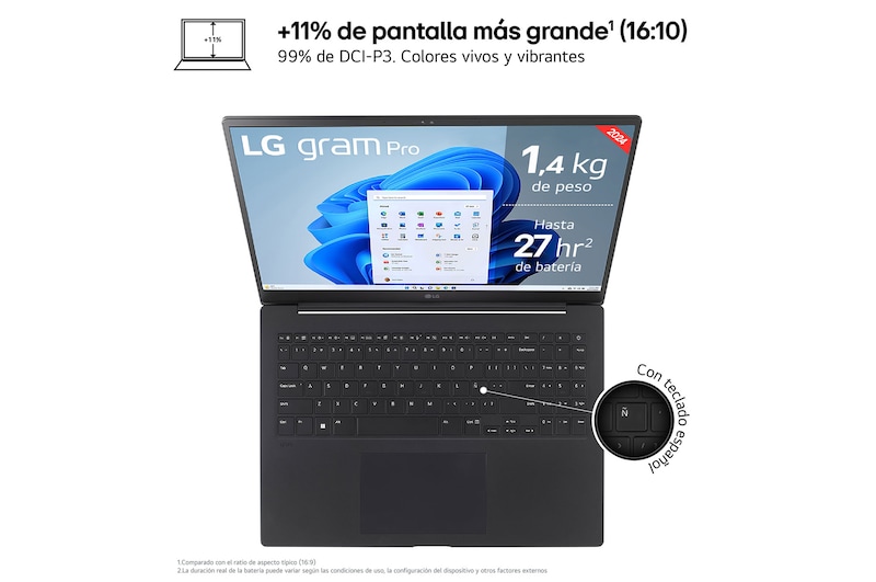 LG gram Pro 17Z90SP Windows 11 Home/ Intel Core Ultra 7 / 32GB/ 512GB SSD/ RTX 3050/ 1,3Kg/ 27h