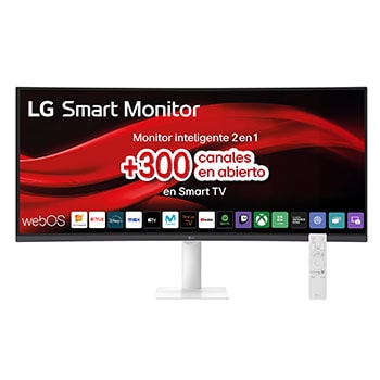 Vista frontal de LG Smart Monitor 34", webOS24, WQHD, 21:9, curvo 34U601SA-W
