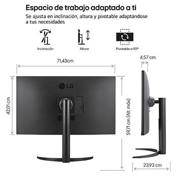 side view of the monitor moving downwards for height adjustment