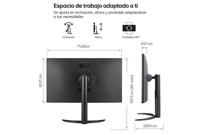 side view of the monitor moving downwards for height adjustment