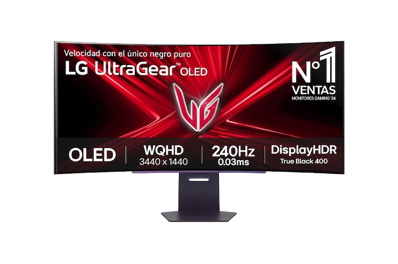 LG Monitor Gaming OLED LG UltraGear, 45", OLED WQHD (3440x1440), 240Hz, 0,03 ms, 21:9, Curvo 800R, 45GS95QE-B