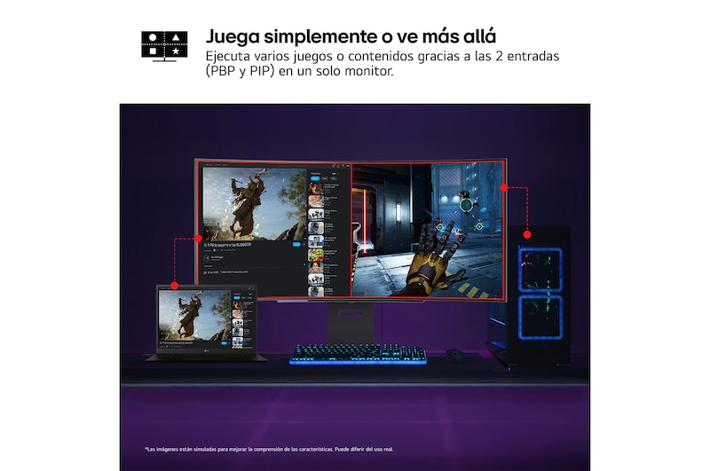 LG Monitor Gaming OLED LG UltraGear, 45", OLED WQHD (3440x1440), 240Hz, 0,03 ms, 21:9, Curvo 800R, 45GS95QE-B