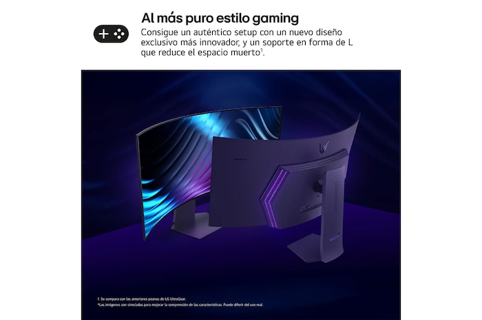 LG Monitor Gaming OLED LG UltraGear, 45", OLED WQHD (3440x1440), 240Hz, 0,03 ms, 21:9, Curvo 800R, 45GS95QE-B
