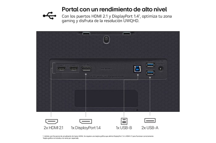 LG Monitor Gaming OLED LG UltraGear, 45", OLED WQHD (3440x1440), 240Hz, 0,03 ms, 21:9, Curvo 800R, 45GS95QE-B