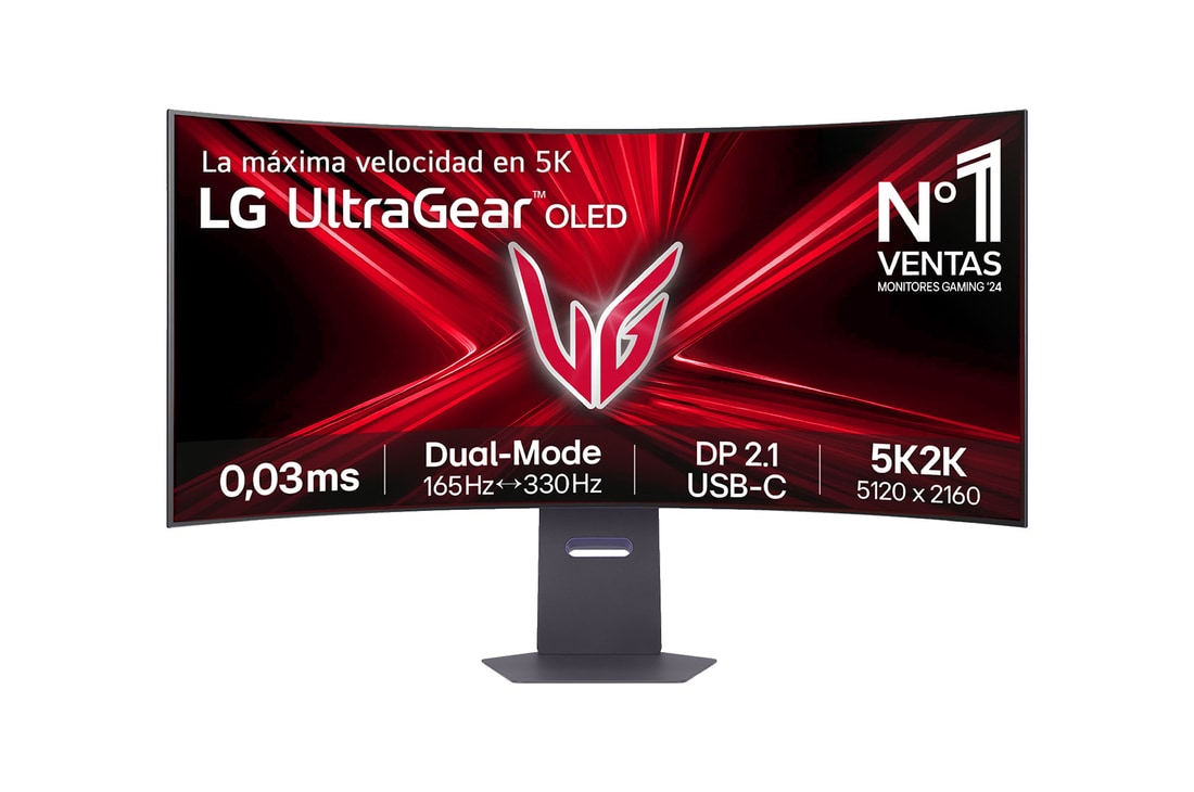 LG Monitor gaming LG UltraGear OLED 45'', 5K2K, Dual Mode (165/330Hz), 0,03 ms , 45GX950A-B