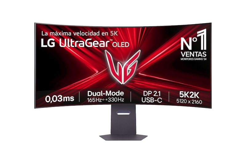 LG Monitor gaming LG UltraGear OLED 45'', 5K2K, Dual Mode (165/330Hz), 0,03 ms , 45GX950A-B