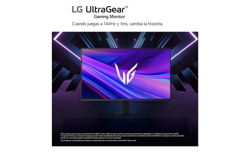 LG Monitor Gaming LG UltraGear, 27", IPS, FHD (1920x1080), 144Hz, 1 ms, 27G411AX-B.OBSPTO