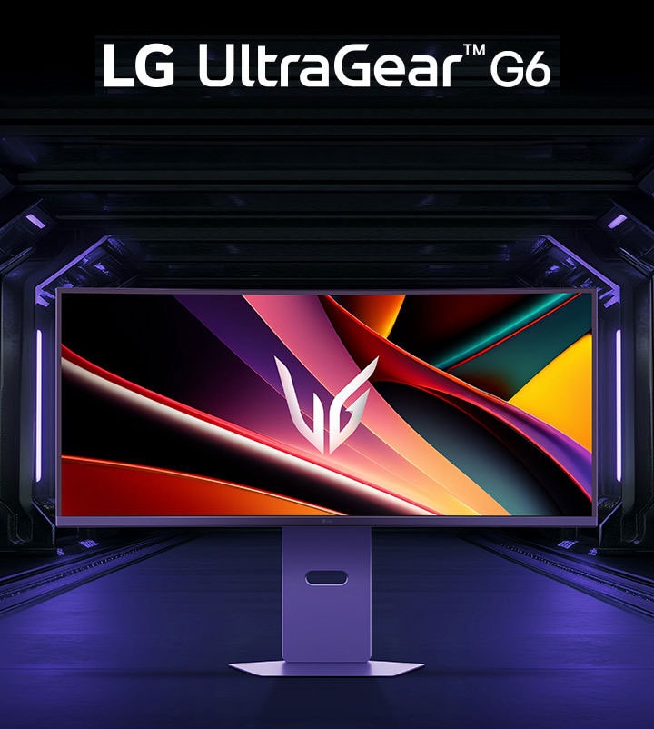 Logo de LG UltraGear OLED GX6 con imagen de producto.	