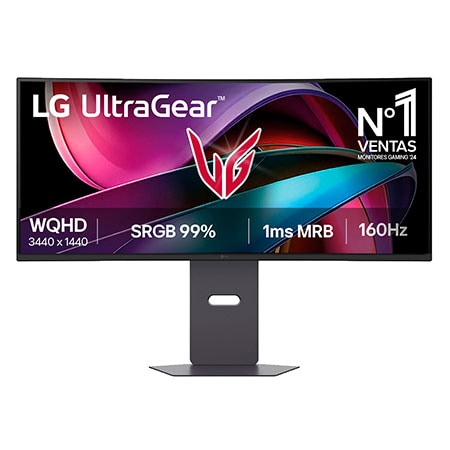 Outlet Monitor Gaming LG UltraGear, 34", VA, WQHD (3440X1440), 160Hz, 1 ms (MBR), 21:9, Curvo 1800R - 34G600A-B.OUTLET
