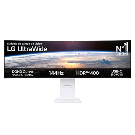 Monitor LG UltraWide, 49", Nano IPS, Dual QHD, 32:9, 144Hz, Blanco - 49U950A-W