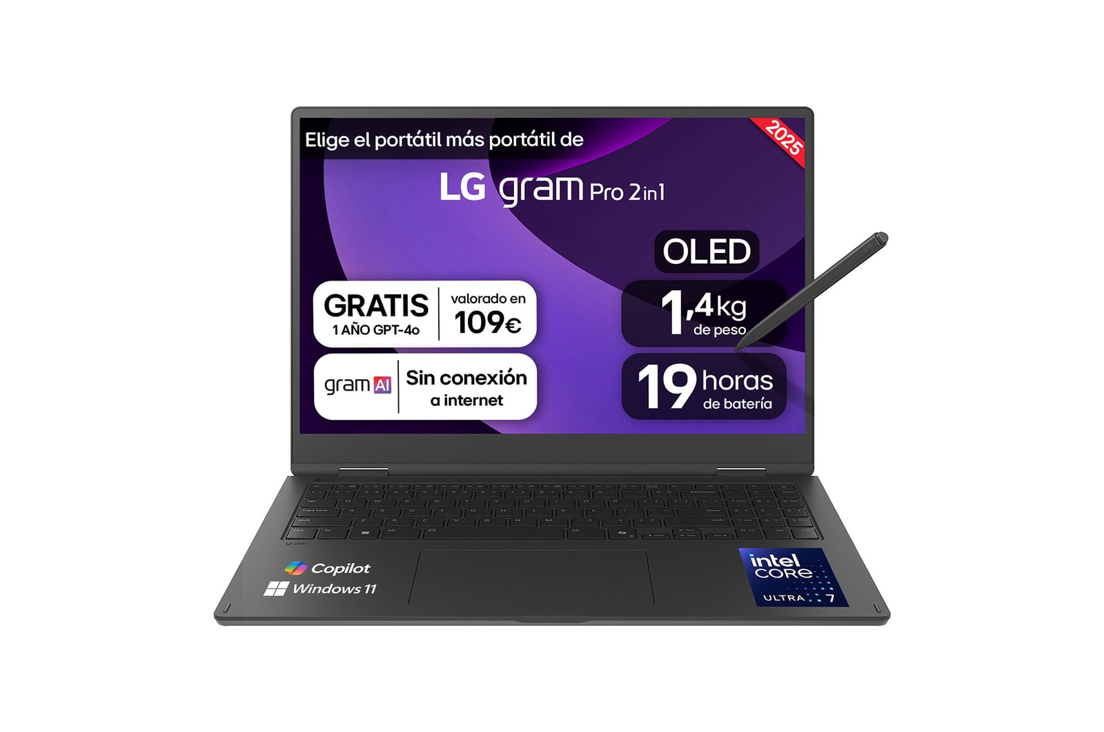Front view with stylus pen