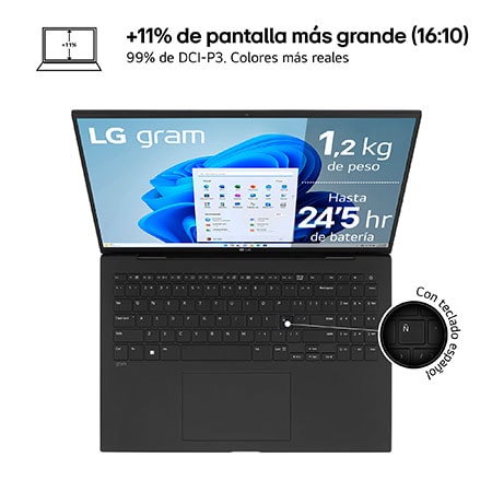 +11% de pantalla más grande (16:10)