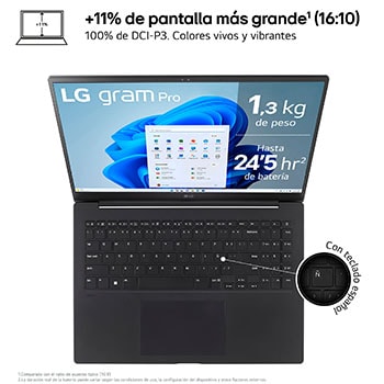 +11% de pantalla más grande (16:10)