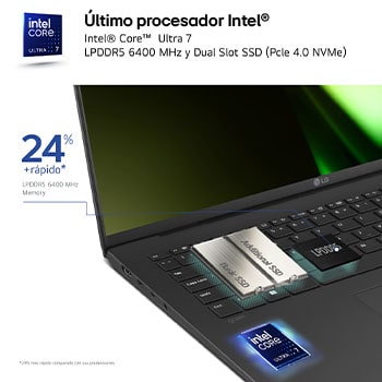 LG Portátil 14 LG gram 14Z90S, Windows 11 Home, Intel® Core™ Ultra 7, 32 GB RAM , 1TB SSD,  Pantalla IPS 1920x1200,ligero,  , 29.5 horas, AI,Negro Obsidiana, 14Z90S-G.AD78B