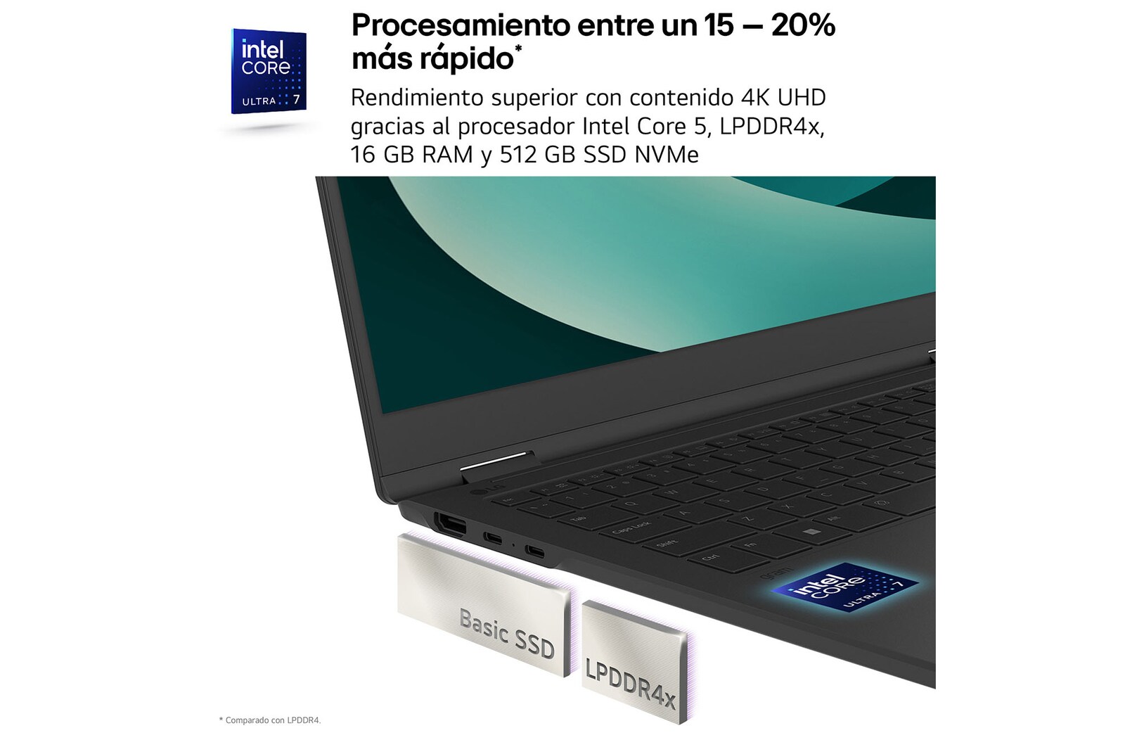 LG Portátil 16" LG gram - 16Z90RU, Windows 11, Intel® Core™ i5, 16 GB RAM, 512 GB SSD, Panel IPS WQXGA (2560x1600), Ligero 1,2 kg,  23,5 h, Negro, 16Z90RU-G.AP55B