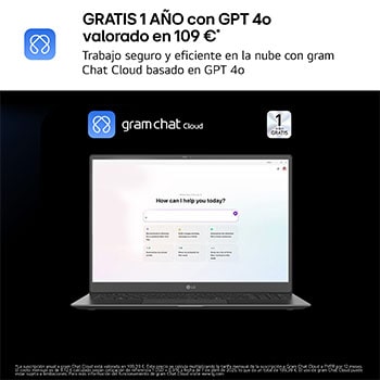 LG Portátil 16" LG gram - 16Z90T, Windows 11, Intel® Core™ Arrow Lake, 16 GB RAM, 1 TB SSD, Panel IPS WQXGA (2560x1600), Ligero 1,2 kg,  22,5 h, Negro, 16Z90T-G.AA78B