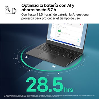 LG Portátil 16" LG gram - 16Z90TL, Windows 11, Intel® Core™ Lunar Lake, 16 GB RAM, 1 TB SSD, Panel IPS WQXGA (2560x1600), Ligero 1,2kg, 28,5 h, Negro, 16Z90TL-G.AS58B