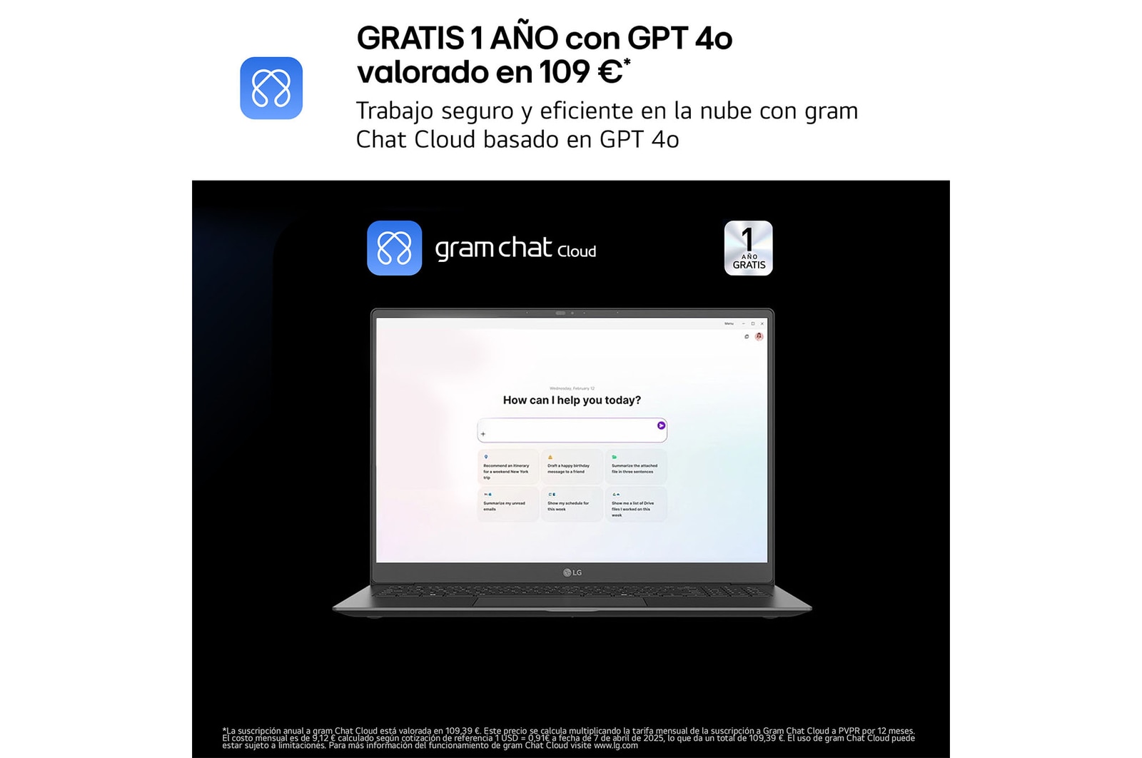 LG Portátil 16" LG gram - 16Z90TL, Windows 11, Intel<sup>®</sup> Core™ Lunar Lake, 32 GB RAM, 1 TB SSD, Panel IPS WQXGA (2560x1600), Ligero 1,2kg, 28,5 h, Negro, 16Z90TL-G.AU88B