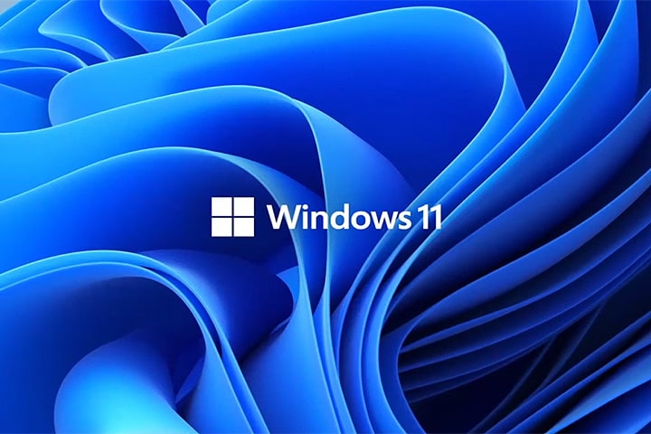 Muestra el logo de Windows 11 con una imagen de fondo 