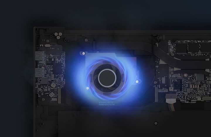 La animación muestra el ventilador en movimiento