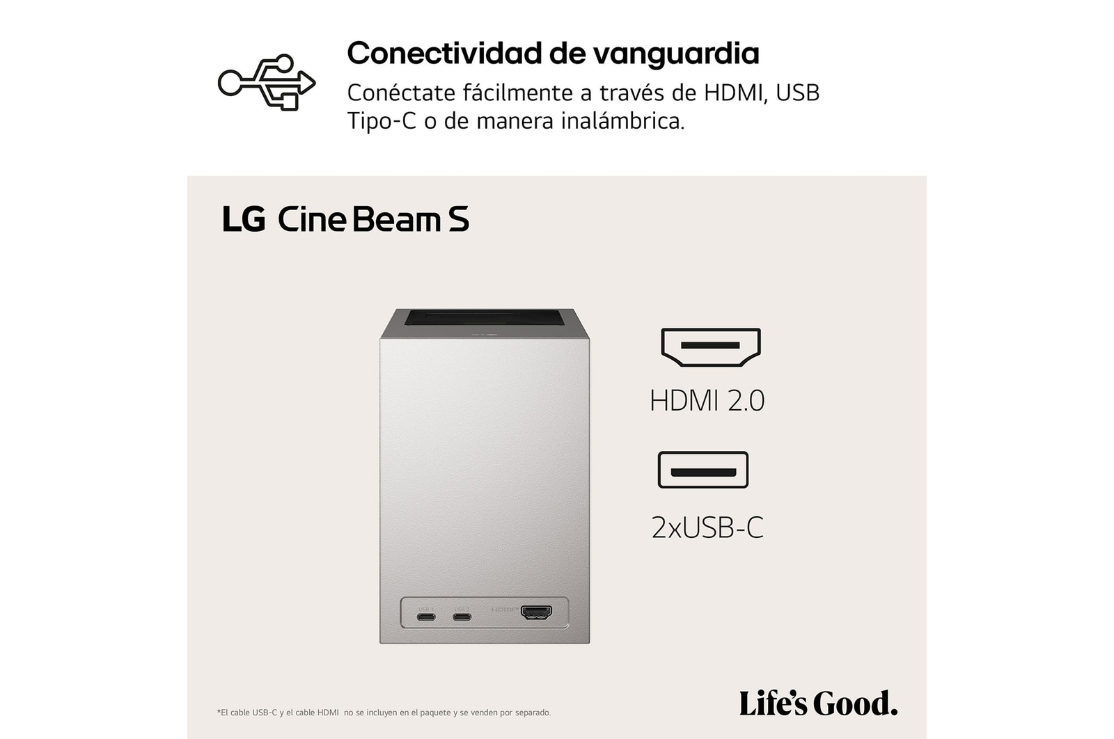 Proyector LG CineBeam - front view with HDMI port