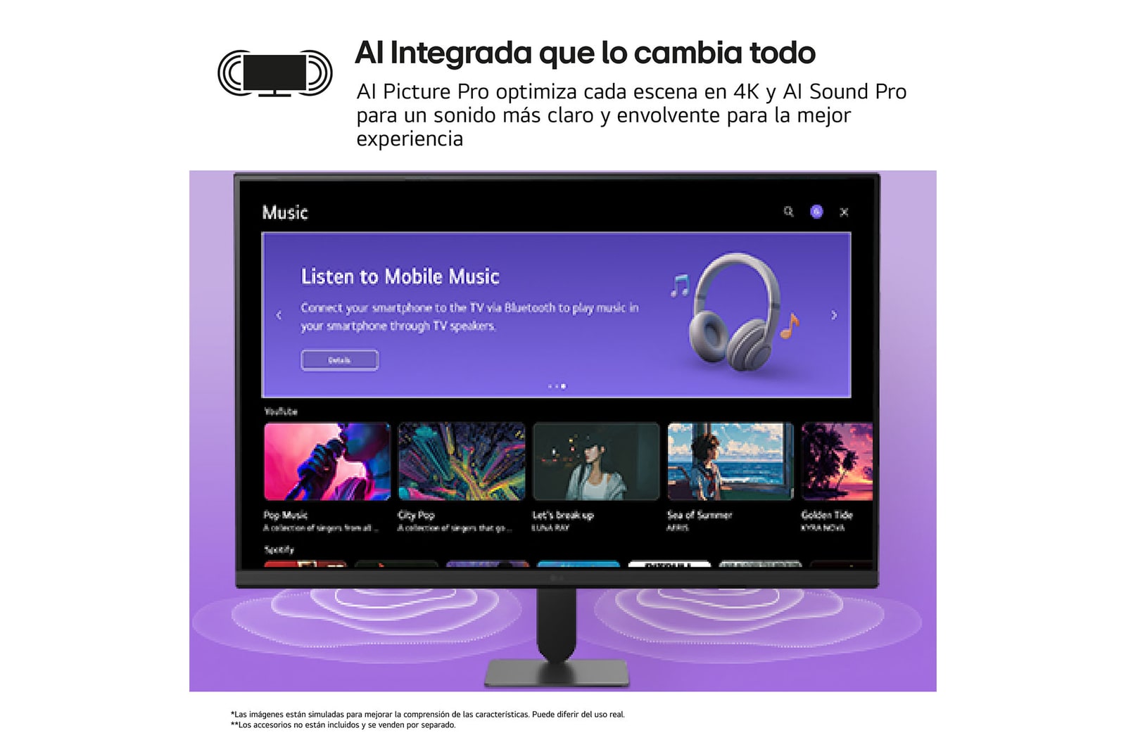 'LG Smart Monitor showing personalized content interface.