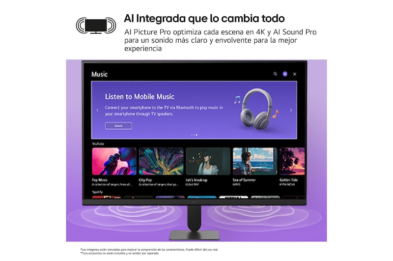 'LG Smart Monitor showing personalized content interface.