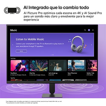 'LG Smart Monitor showing personalized content interface.