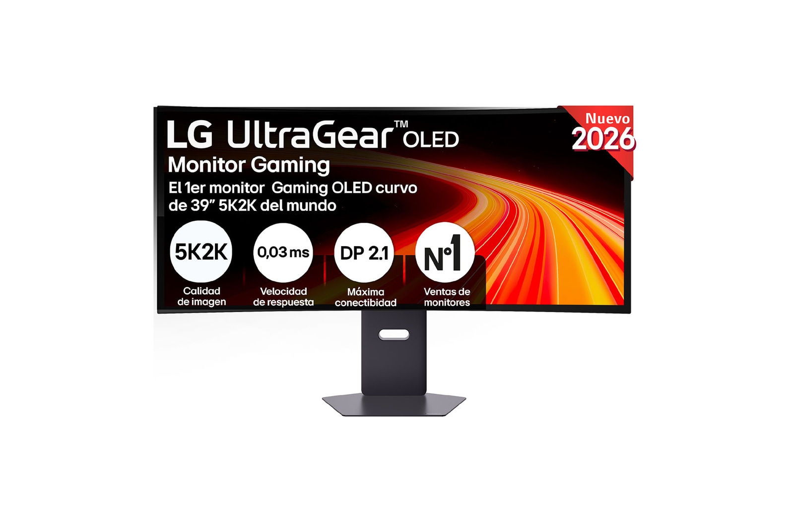 Vista frontal de Monitor Gaming LG UltraGear OLED 38.6'' , 5K2K, 165 Hz 39GX950B-B