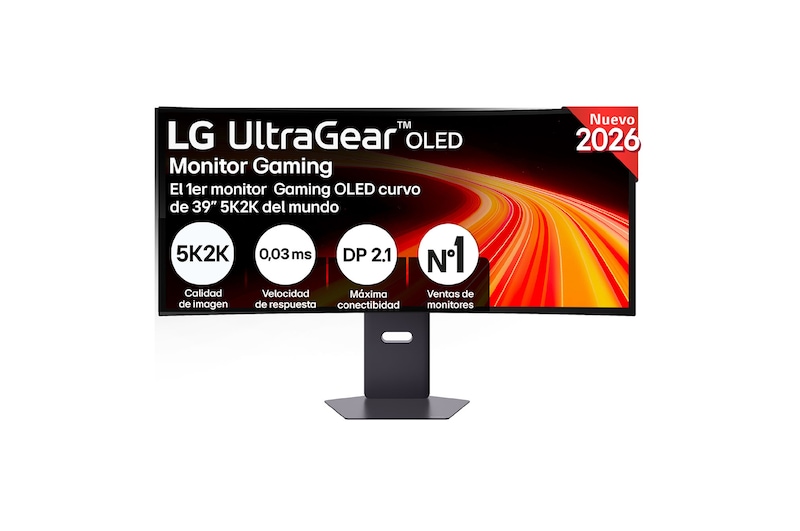 Vista frontal de Monitor Gaming LG UltraGear OLED 38.6'' , 5K2K, 165 Hz 39GX950B-B