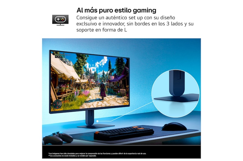 Rear view of a gaming monitor showing its connectivity ports, including one HDMI™ 2.1 input, one DisplayPort 1.4 port, and 3-pole H/P out.