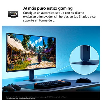 Rear view of a gaming monitor showing its connectivity ports, including one HDMI™ 2.1 input, one DisplayPort 1.4 port, and 3-pole H/P out.