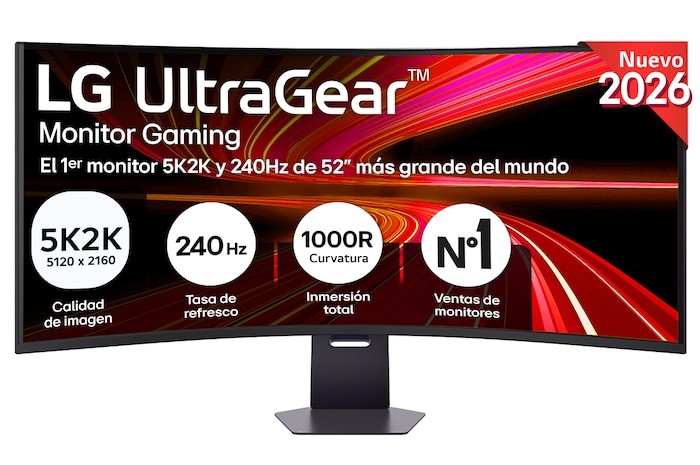 Front view of a 52-inch UltraGear evo G9, 5K2K 240Hz Gaming Monitor (52G930B)