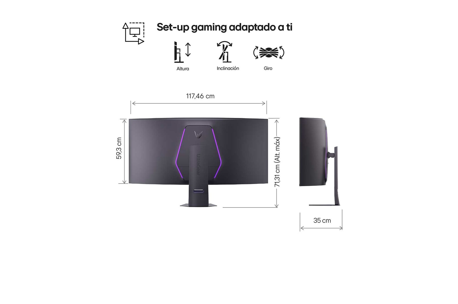 Left-rear angled view of a 52-inch UltraGear evo G9, 5K2K 240Hz Gaming Monitor (52G930B)