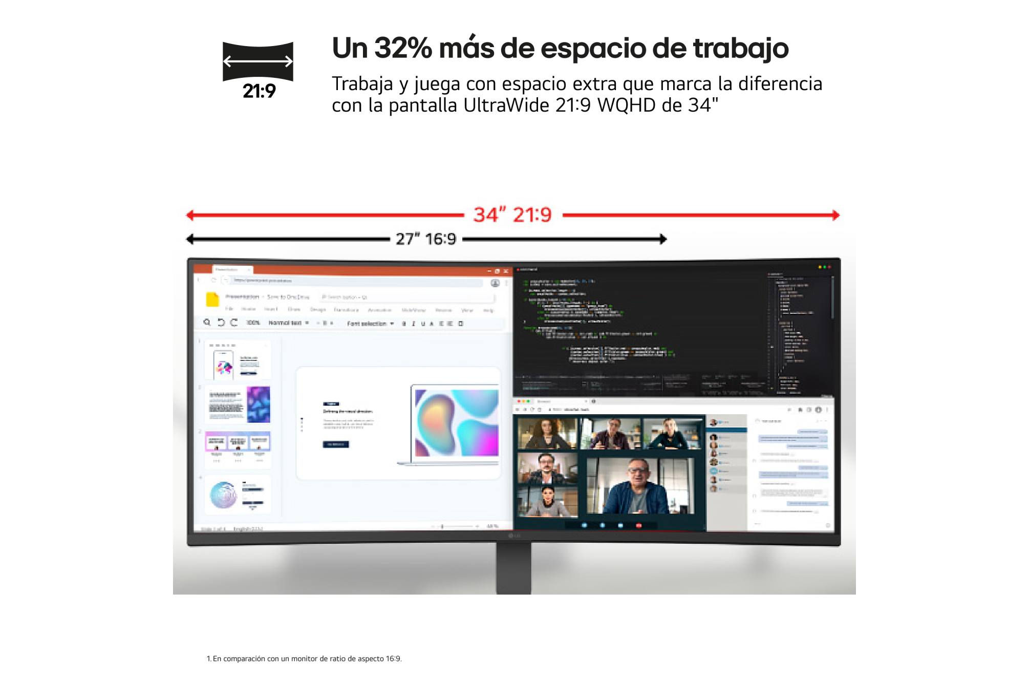 LG 34U640B-B pantalla UltraWide 21:9 con más espacio de trabajo