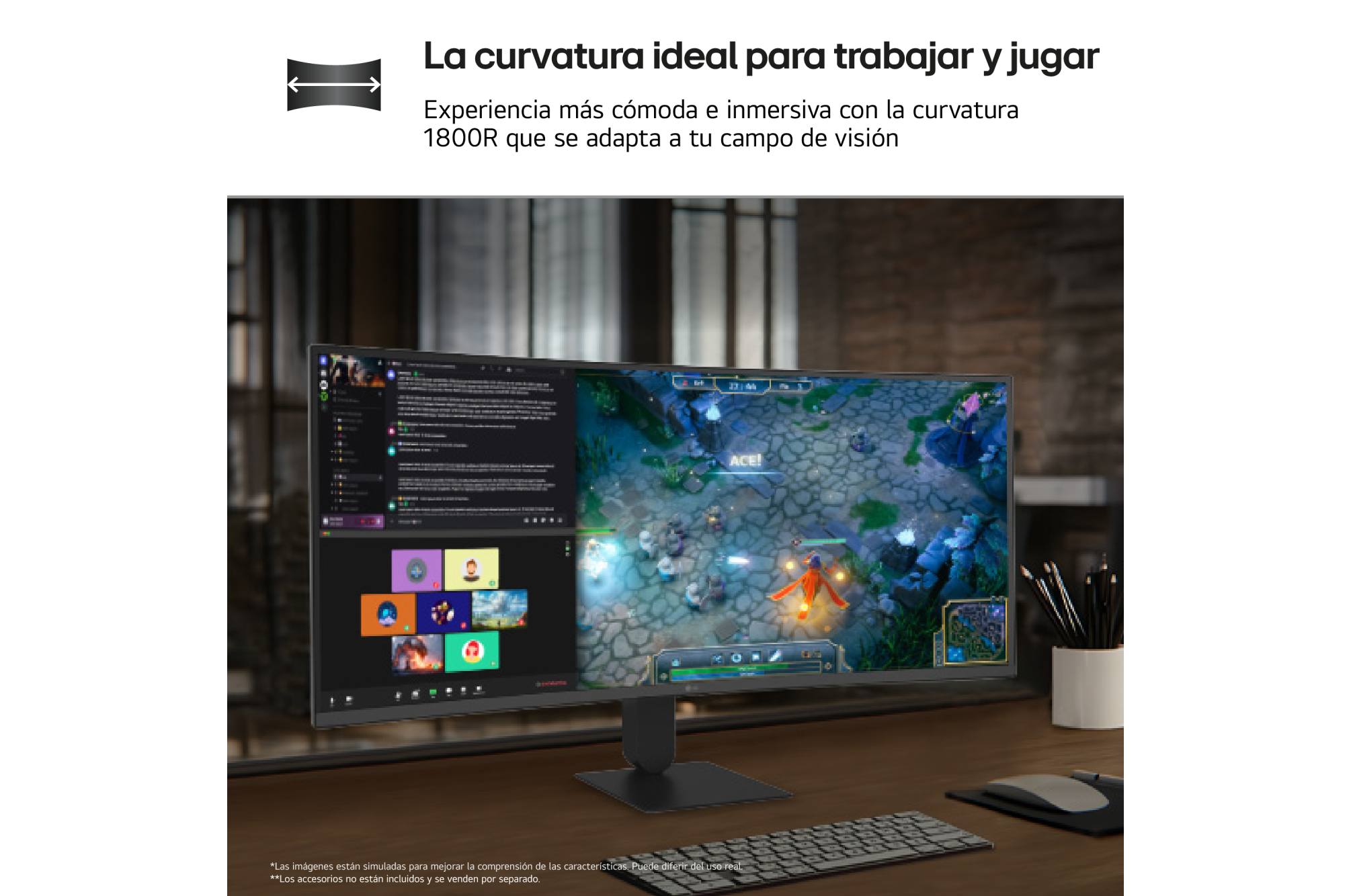 LG UltraWide 34U640B-B curvatura 1800R para trabajo y juego