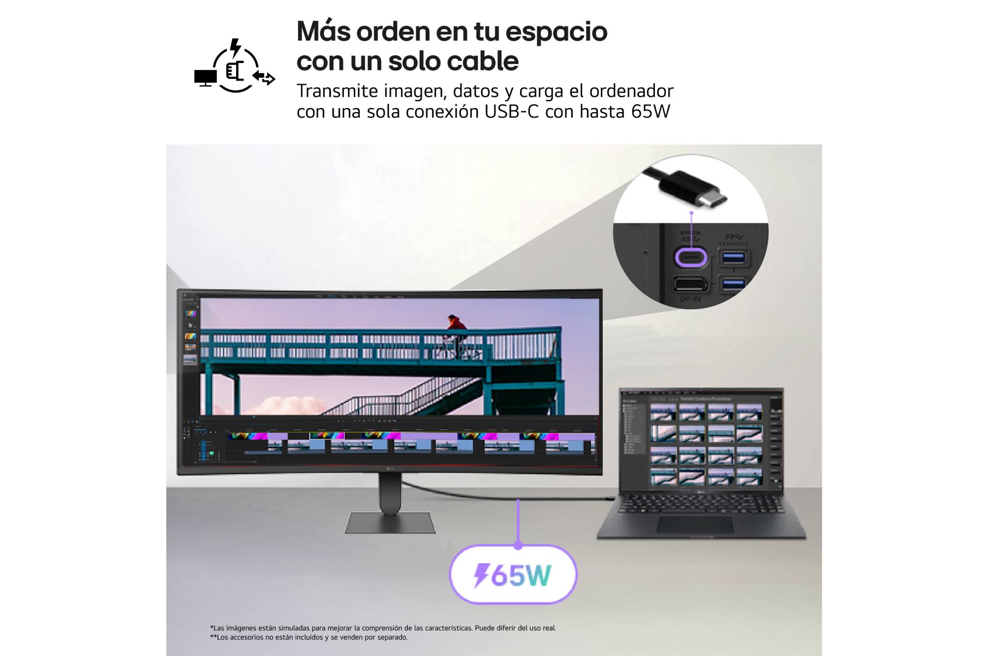 LG 34U640B-B USB-C con vídeo datos y carga de hasta 65W