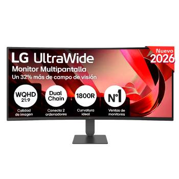 Vista frontal de Monitor LG UltraWide 21:9 , 34'' , VA, WQHD, curvo 1000R, USB-C 34U640B-B