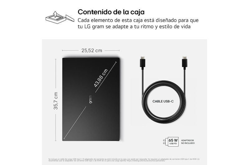 A dimension diagram of the LG gram Pro laptop showing its physical size and weight. The image displays a width of 358 mm, depth of 252 mm, diagonal lThis image shows the dimensions of the LG gram Book laptop, illustrating the top view with overall width and depth measurements, along with a side view showing thickness and weight.ength of 406 mm, thickness ranging from 12.4 mm to 12.8 mm, and a weight of 1,199 g.