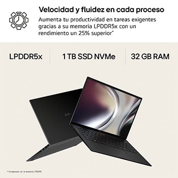An LG gram Pro laptop displayed from the front, shown above a circular battery graphic indicating long battery performance. The image highlights up to 26 hours of usage with a 77 Wh battery, represented through visual icons and a dashboard-style screen on the display.