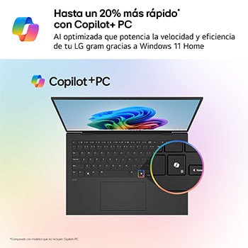 A floating LG gram Pro AI laptop shown from multiple angles, highlighting its slim and lightweight design. The image presents key features including 1,199 g weight, 12.4 mm thin body, Windows 11 Home Copilot+ PC, AMD Ryzen AI processor, on-device and cloud AI support, a 16-inch 16:10 2.5K LCD display, DCI-P3 99% color gamut, and a variable refresh rate of 31 to 144 Hz.