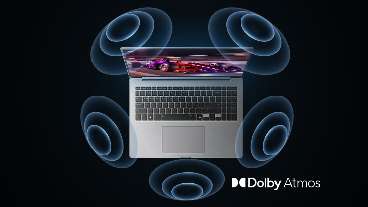 El portátil LG gram Pro AI (16Z90U) ofrece sonido envolvente 360° con Dolby Atmos para una experiencia acústica inmersiva.