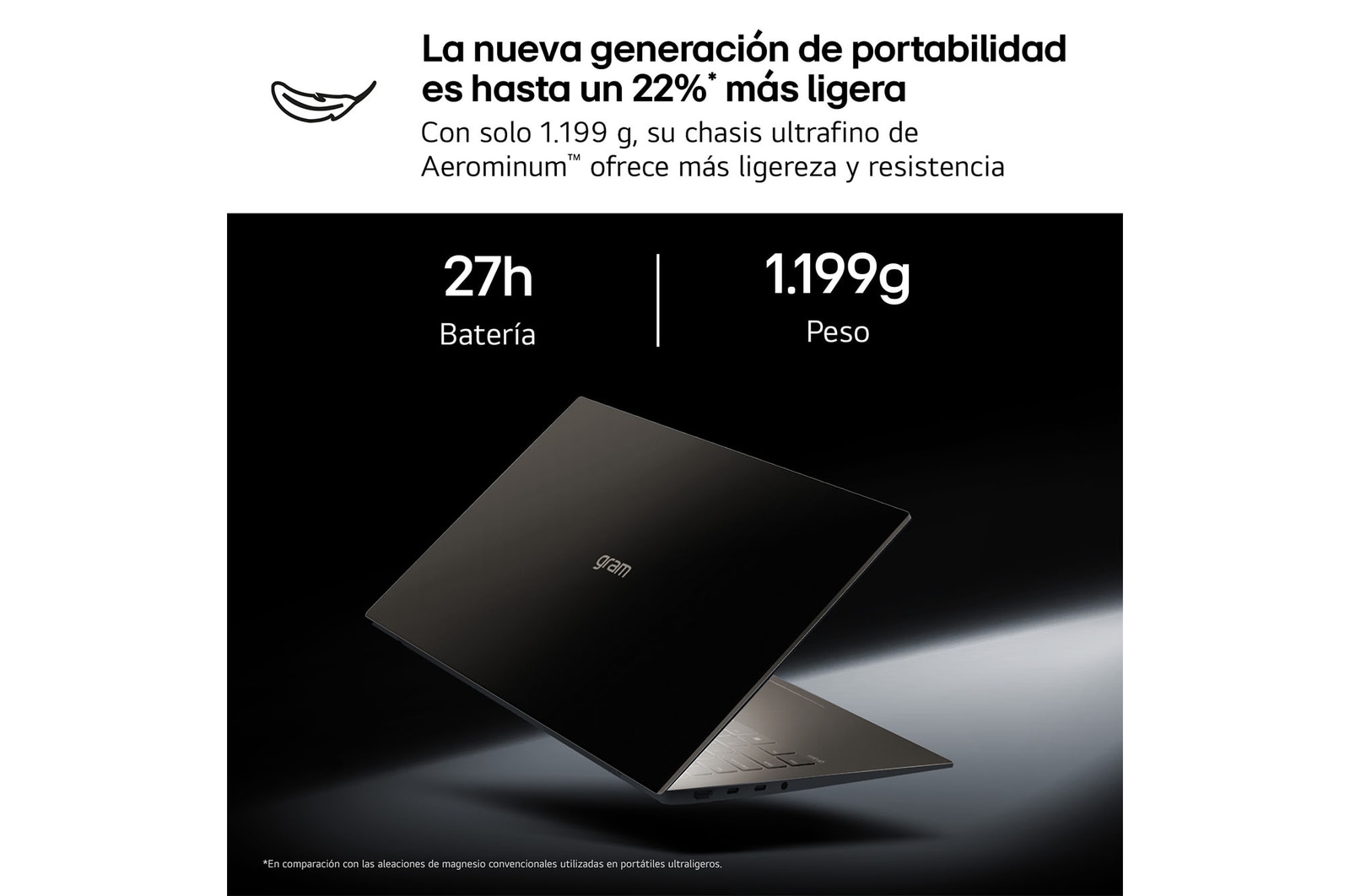 A top-down angled view of the LG gram Pro laptop with a silver metal finish. The image focuses on the slim design and refined surface texture of the lid, with the gram logo centered on the top panel.