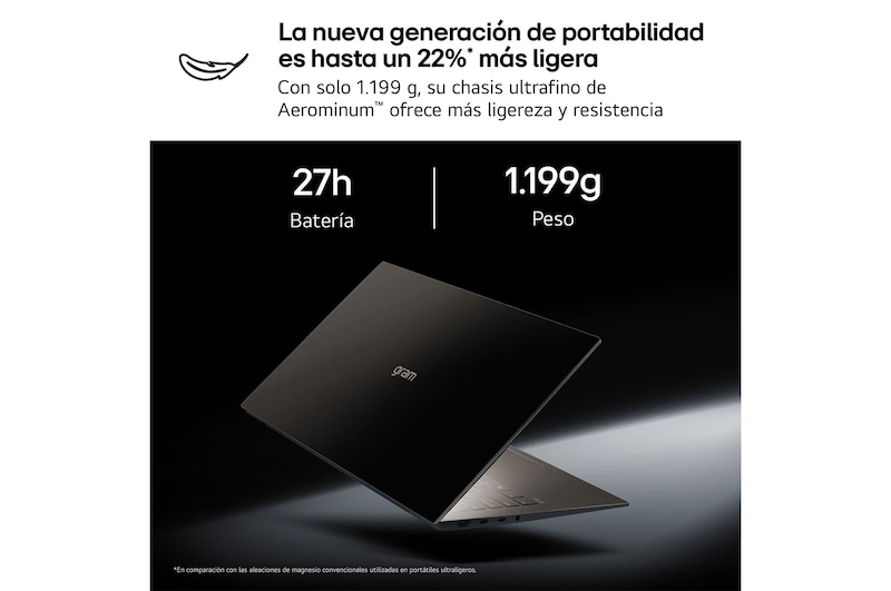 A top-down angled view of the LG gram Pro laptop with a silver metal finish. The image focuses on the slim design and refined surface texture of the lid, with the gram logo centered on the top panel.