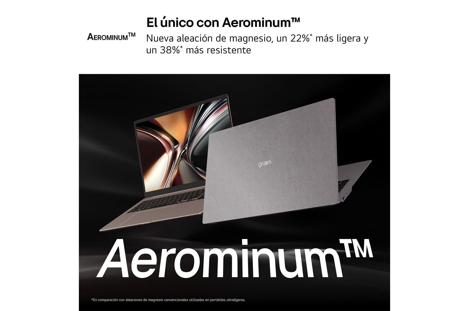 An LG gram Pro laptop displayed at an angled position on a dark background, emphasizing its lightweight 1,199 g body designed for a 16-inch size. A MIL-STD-810H badge is shown, indicating that the device has passed seven military-grade durability tests.