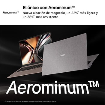 An LG gram Pro laptop displayed at an angled position on a dark background, emphasizing its lightweight 1,199 g body designed for a 16-inch size. A MIL-STD-810H badge is shown, indicating that the device has passed seven military-grade durability tests.