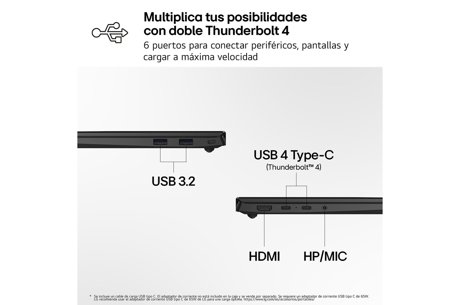 Portátil 14 " LG gram 14Z90U, Windows 11 Home, Intel® Core™ Ultra 7, 32 GB RAM, 512 GB SSD, Intel® graphics (4Xe), Pantalla IPS (1920*1200), ligero, 1,120 g, 36.5 horas, AI, Negro