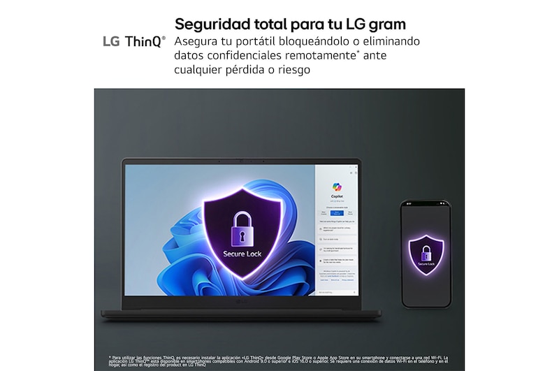 Portátil 14 " LG gram 14Z90U, Windows 11 Home, Intel® Core™ Ultra 7, 32 GB RAM, 512 GB SSD, Intel® graphics (4Xe), Pantalla IPS (1920*1200), ligero, 1,120 g, 36.5 horas, AI, Negro