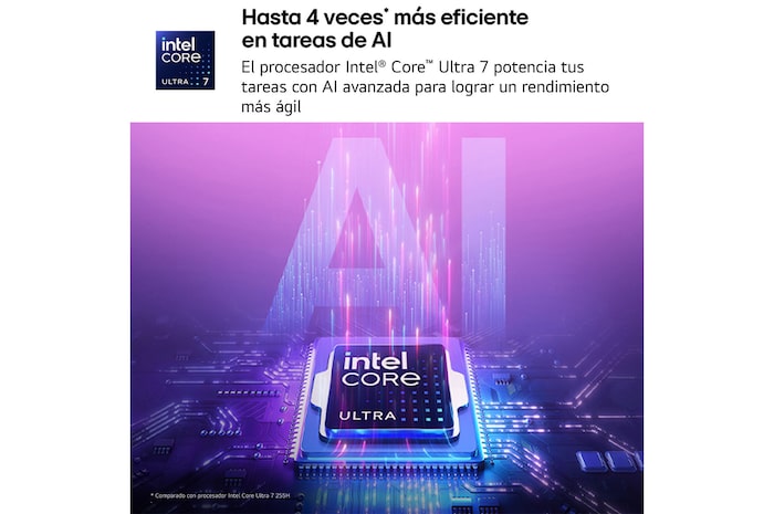 Portátil 14 " LG gram 14Z90U, Windows 11 Home, Intel® Core™ Ultra 7, 32 GB RAM, 512 GB SSD, Intel® graphics (4Xe), Pantalla IPS (1920*1200), ligero, 1,120 g, 36.5 horas, AI, Negro