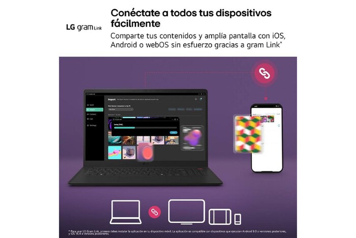 A top-down view of an LG gram laptop surrounded by circular sound wave graphics. The image visually represents immersive spatial audio, with Dolby Atmos branding shown on the lower corner of the scene.